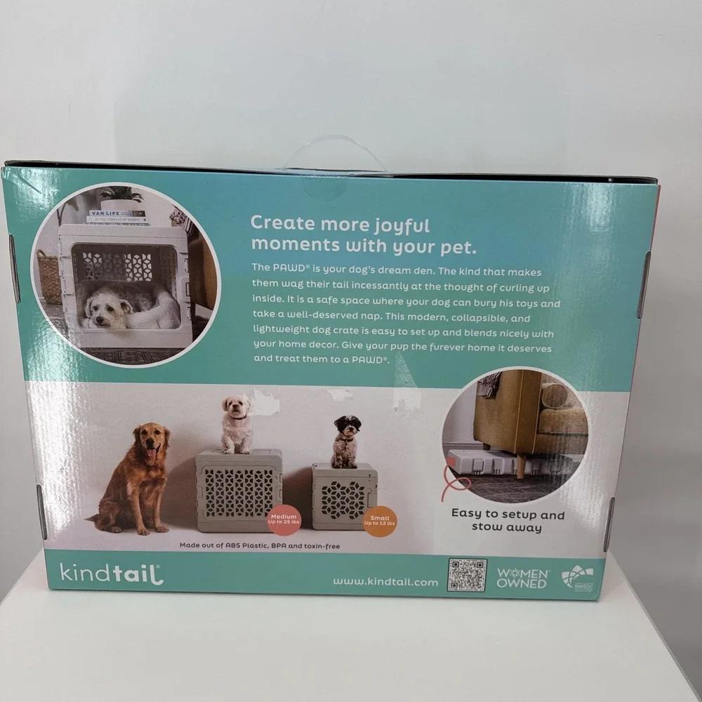 KindTail PAWD Cat and Dog Crate - S - Gray NEW Up To 12 Lbs With 2 Paws Pads
